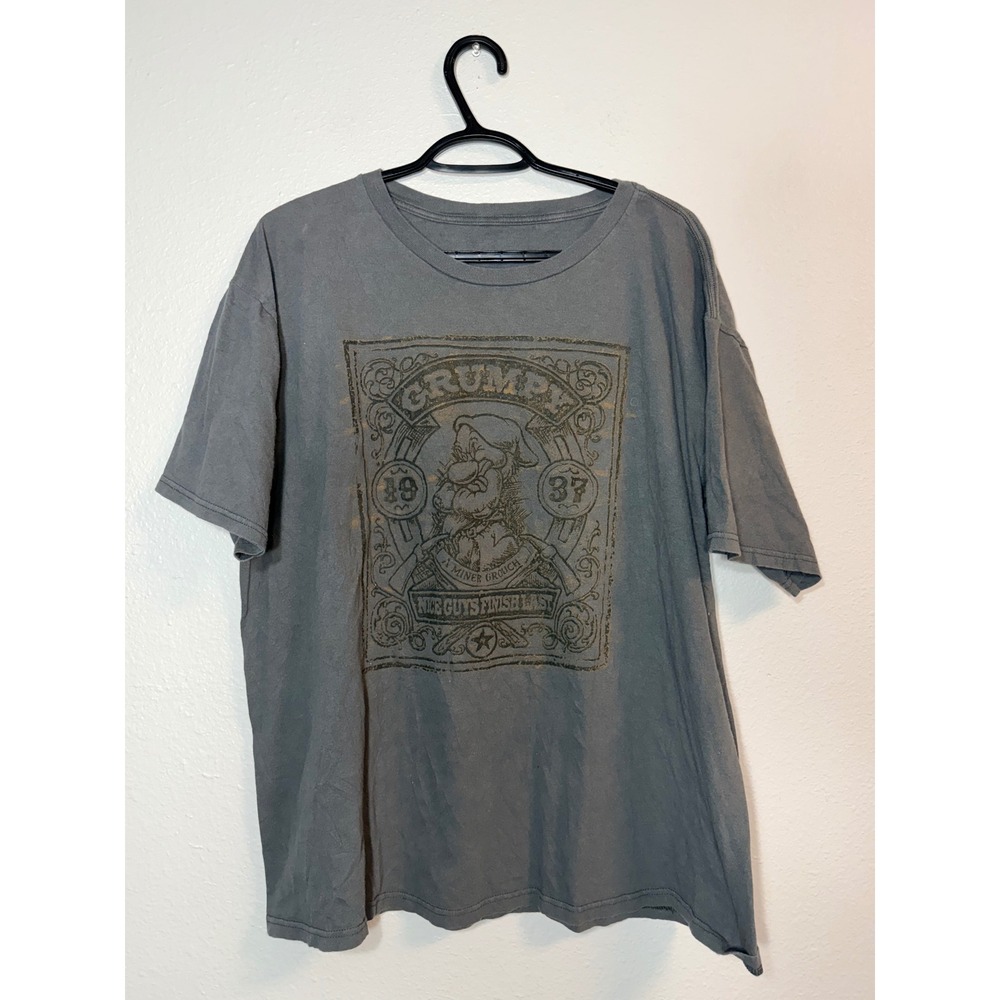 Disney Grumpy Dwarf Nice Guys Finish Last Graphic T-Shirt Grey XL 1937 Miner